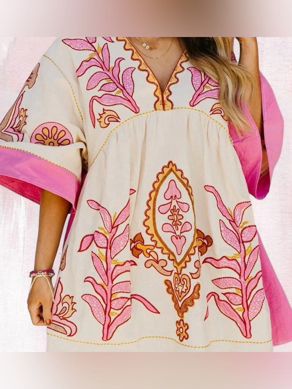 Boho Preppy Sunday Up Embroidered Dress Size M Artsy Cool Girl